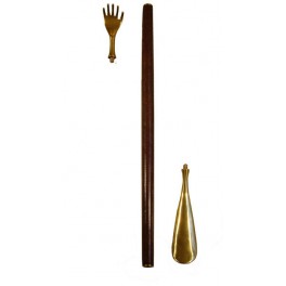 BACKSCRATCHER and shoehorn, gilded brass, colapsible BACKSCRATCHER and shoehorn, gilded brass, colapsible
