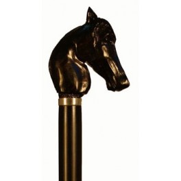 Horse ebony handle with silver ring, black beech wood shaft