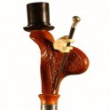 'Top-hat' in ebony, handle in coral wood, silver milord handle